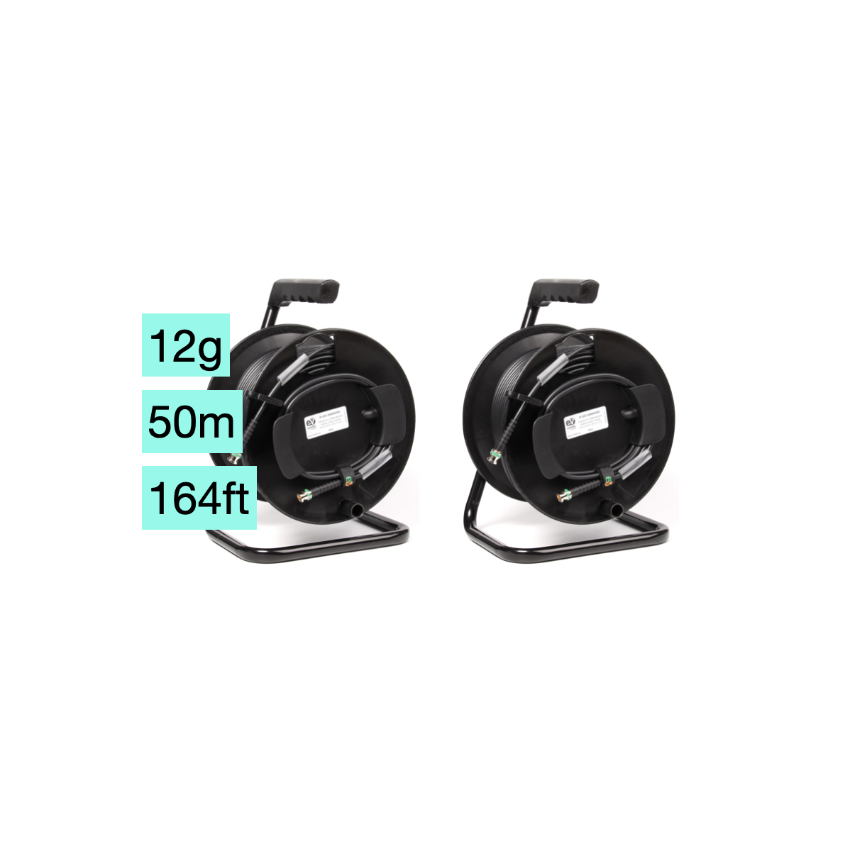 2x 50m 164ft 12g sdi cable drum reel 4k @ 60 uhd bnc (4x available)