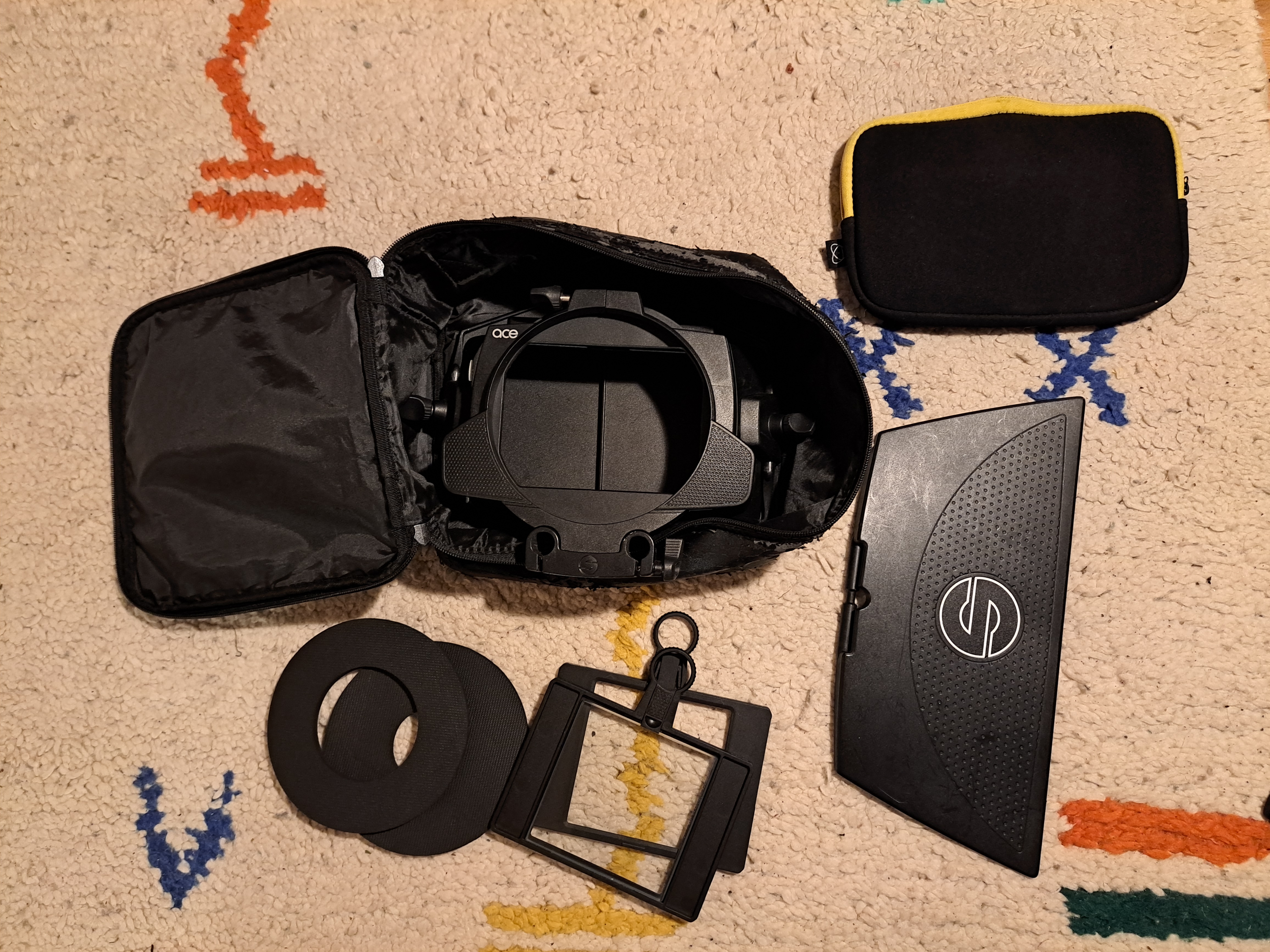 Sachtler ace matte box w/ 1/8 black pro mist & nd glass 