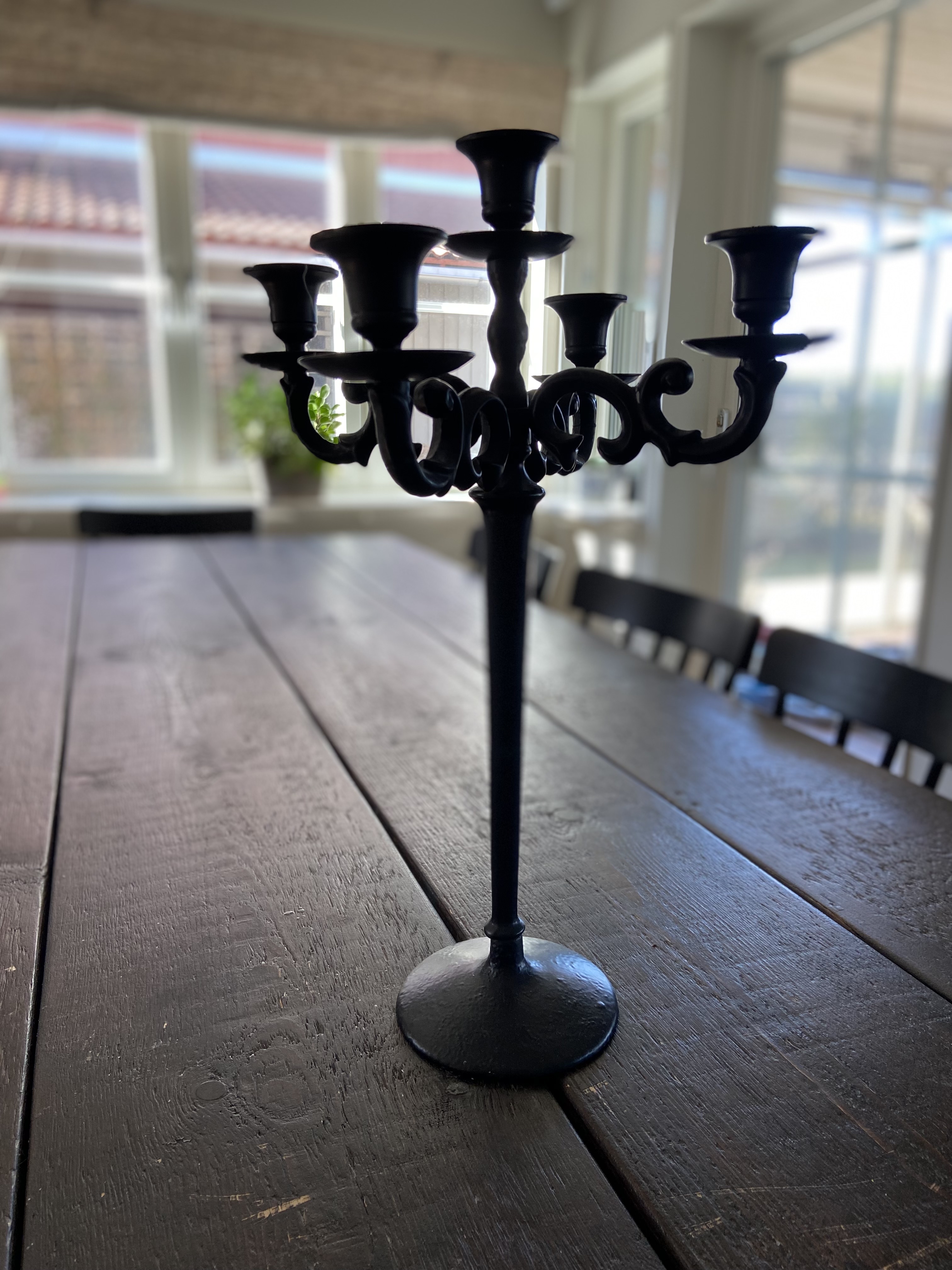 Fest - kandelaber svart 5-armad 46 cm hög