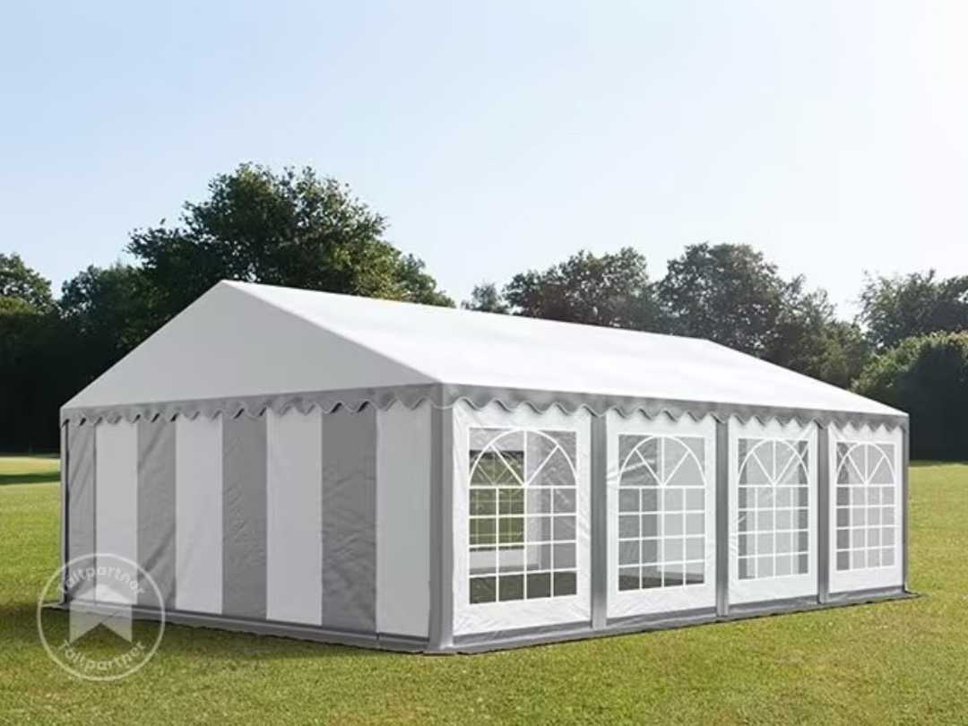 Partytält för uthyrning 5x8 m grå vit