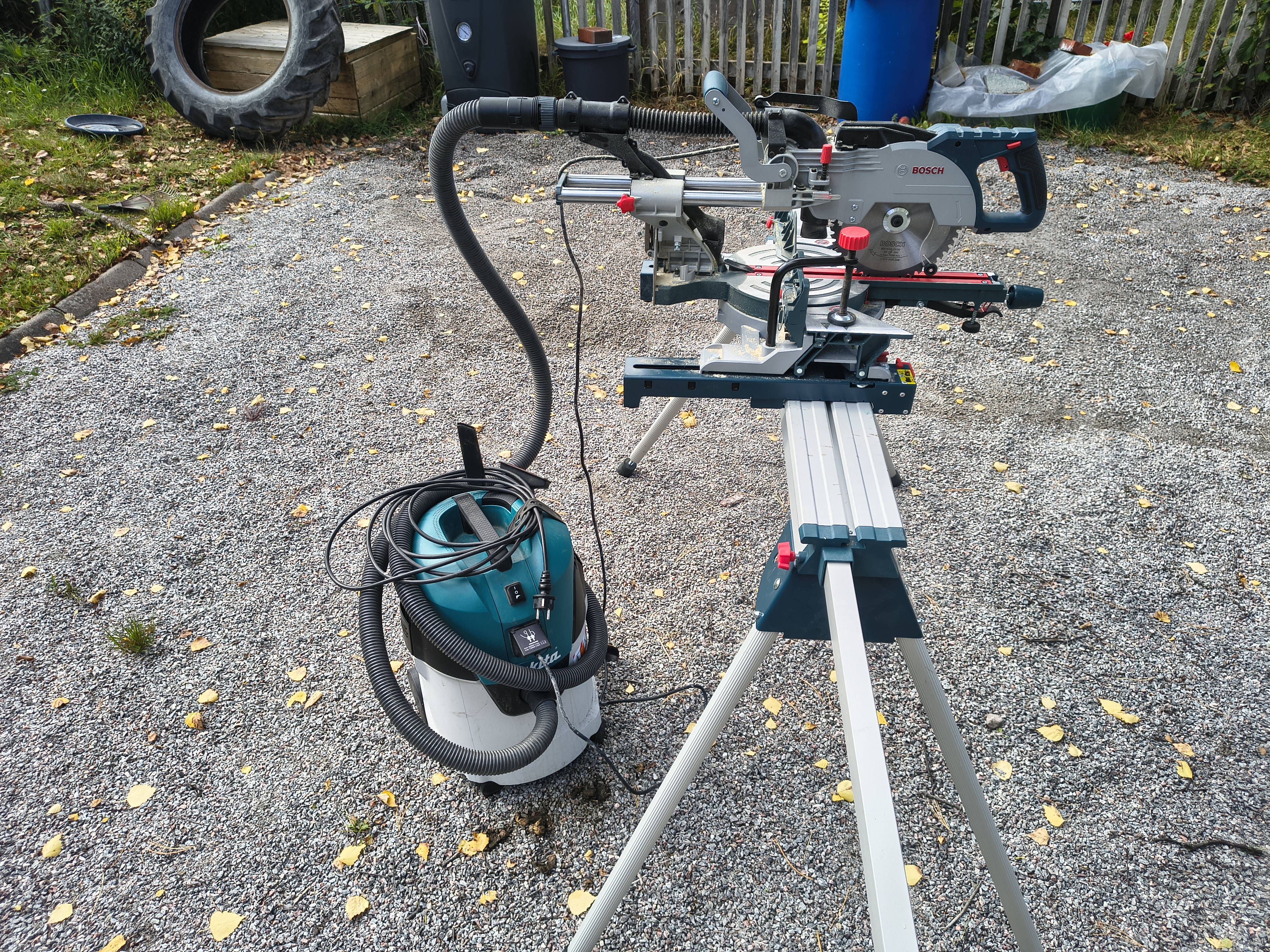 Bosch gcm 8 sjl + gts 2500 + makita vc2512l – sahauspaketti