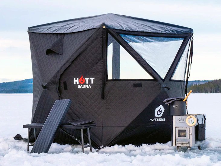 Portabel bastu | bastutält komplett med vedeldad kamin