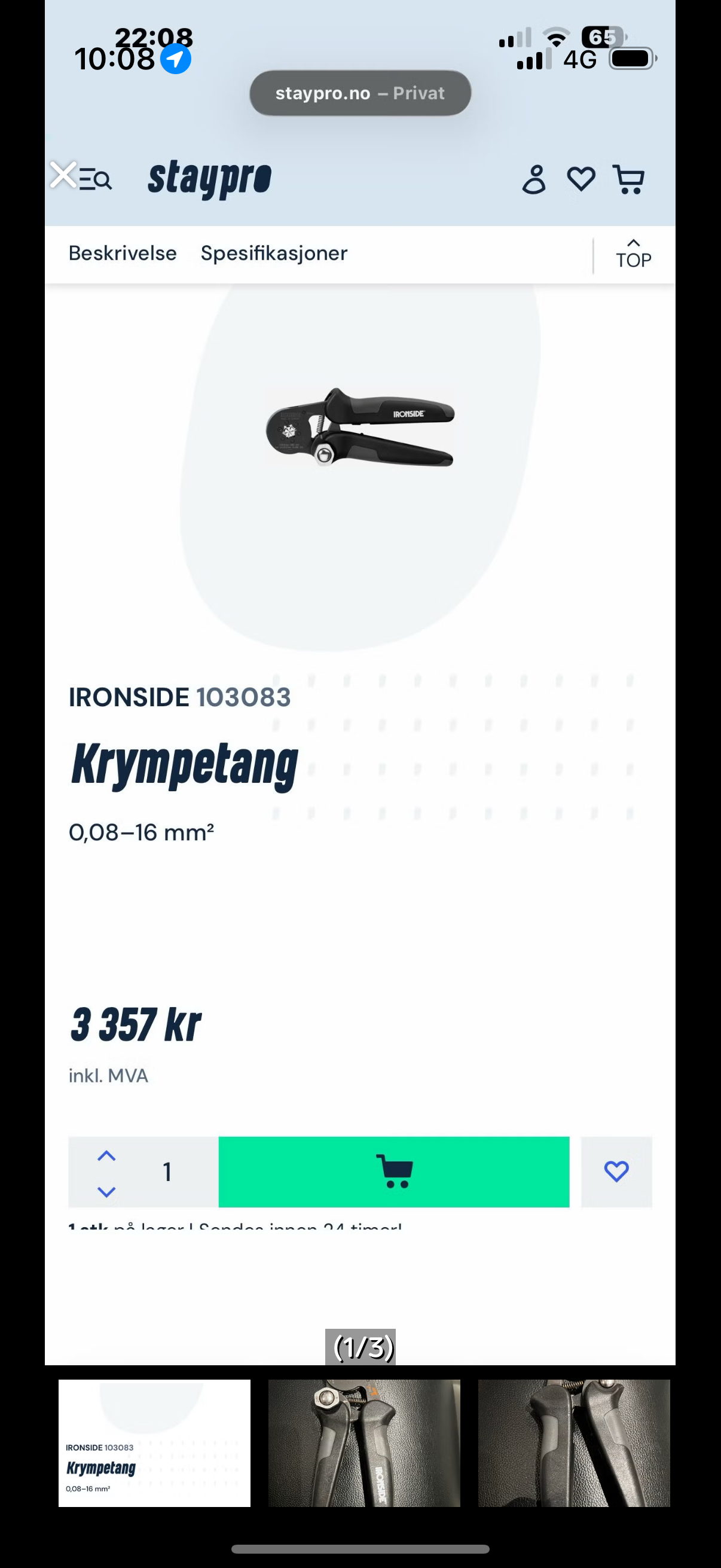 Ironside 103083 krympetang 0,08–16 mm²