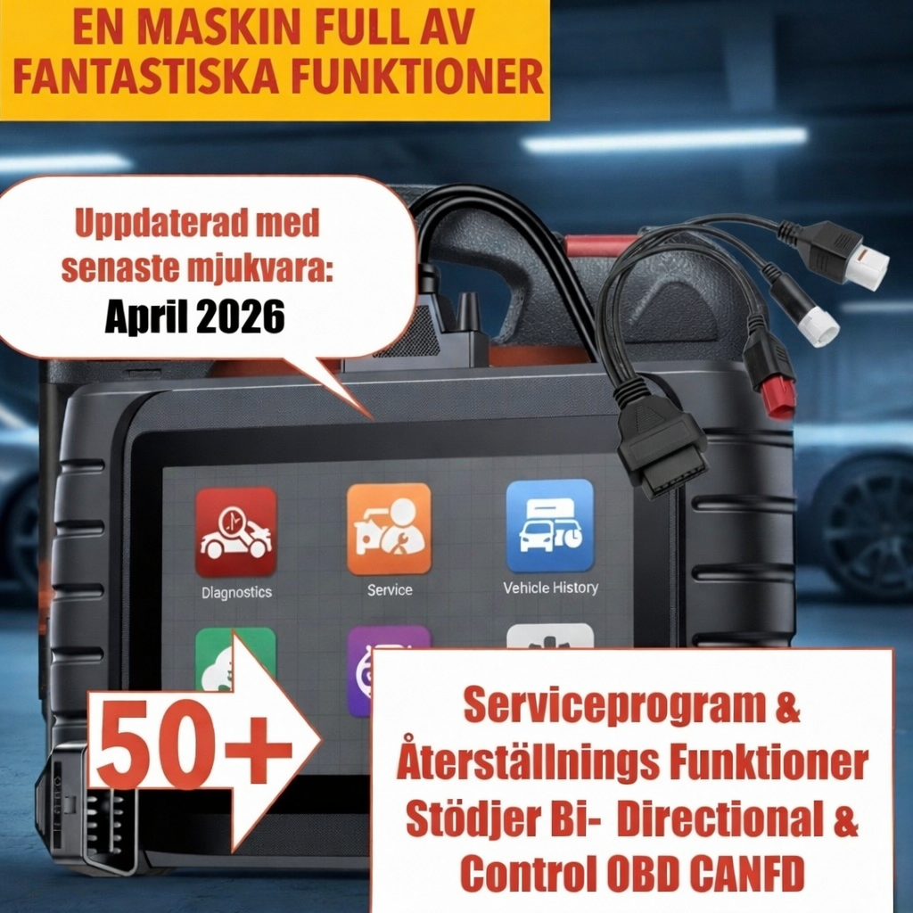 Icarsoft obd diagnostikverktyg bil felkodsläsare med 50+ service- & återställningsfunktioner, bi-directional control, canfd