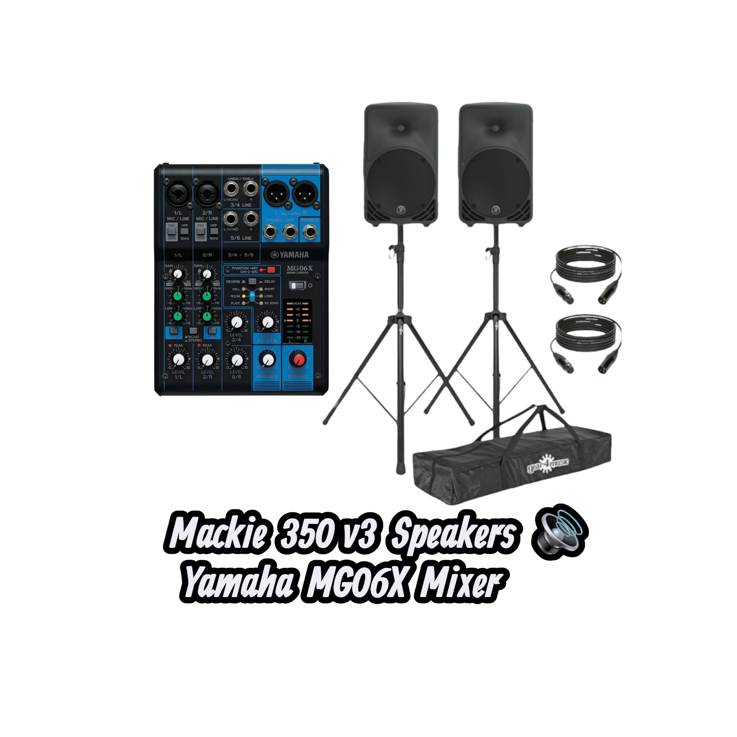 Yamaha mg06x mixing desk 6 channel  pa system speakers mackie srm 350 v3 +xlr event desk mixer console