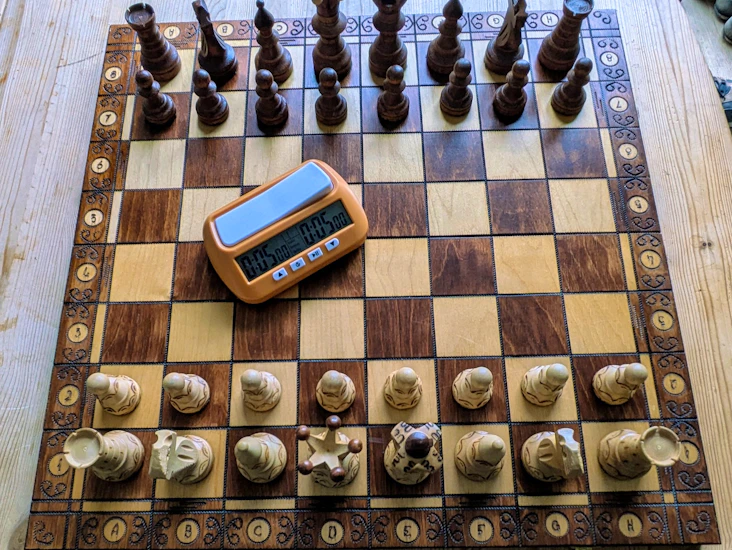 Chess board and clock