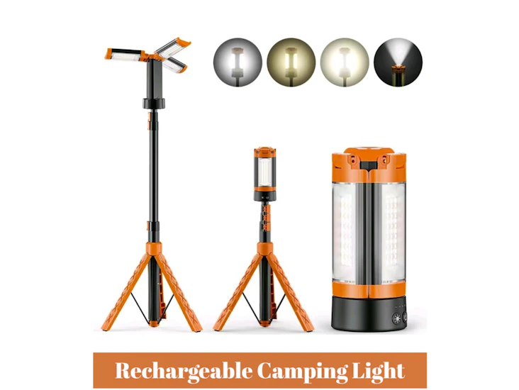 Rechargeable camping light with tripod