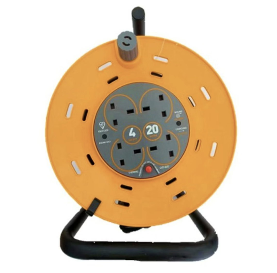 Cable reel extension 20m 4 sockets