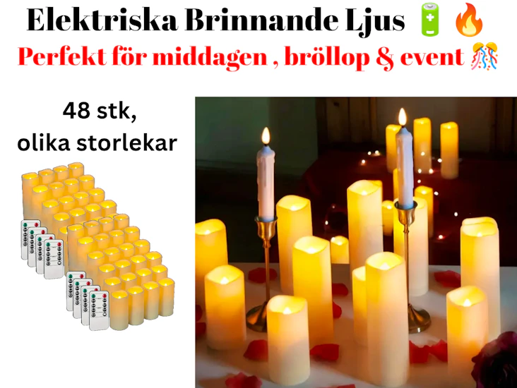 48 stycken elektriska led-ljus för mysig stämning – perfekt för fest, bröllop & vardagsmys! ✨