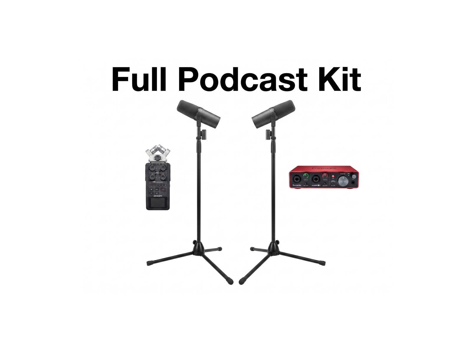 2x shure sm7db podcast microphone kit - stands, xlr and interface | sm7b