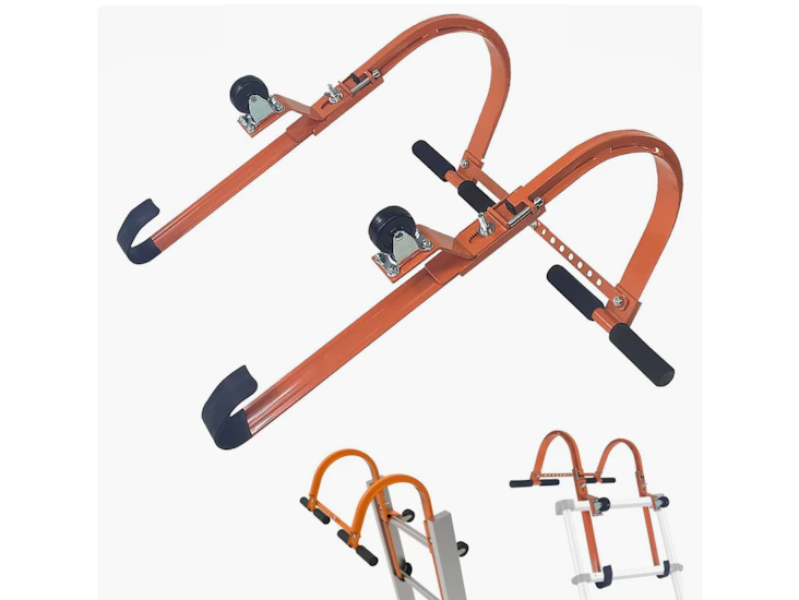 Roof ladder hood, ladder standoff on ladder