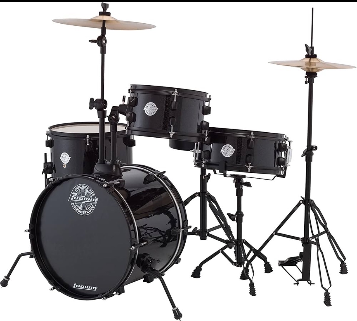 Ludwig pocket kit by questlove, black sparkle