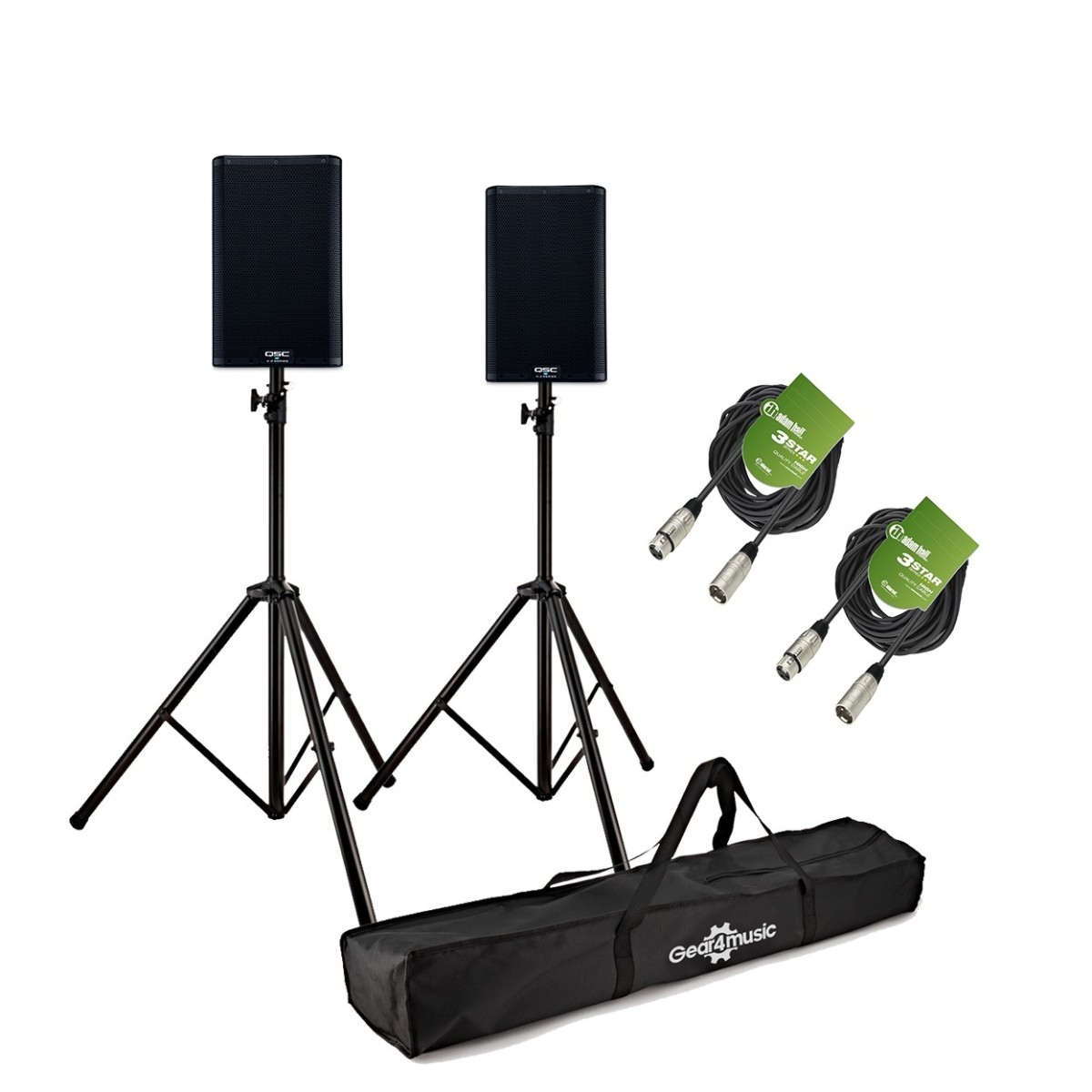 2x 8'' active speaker 4000w qsc k8.2  ( with stand or floor monitor )