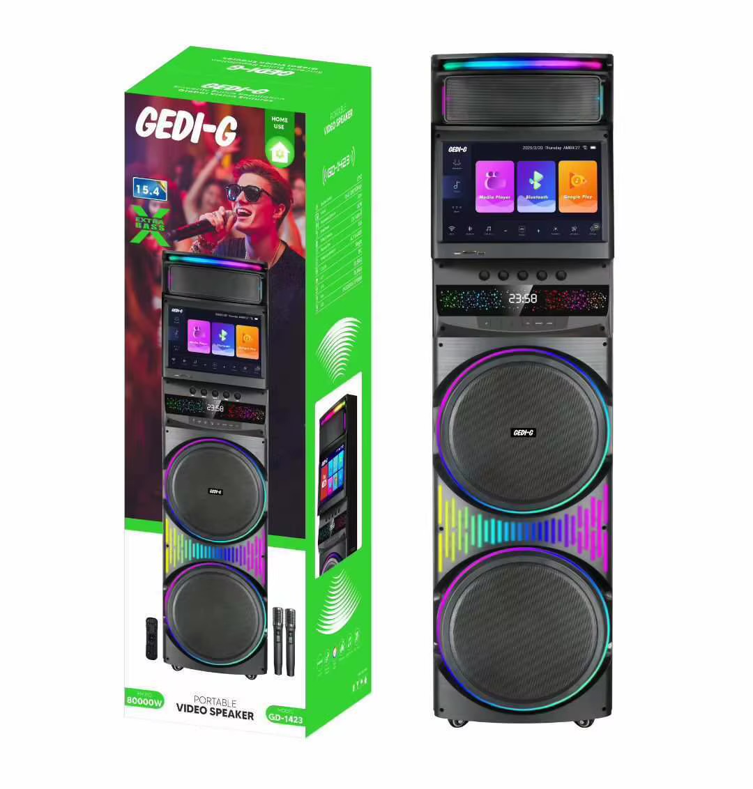 Portable dj and karaoke party speaker