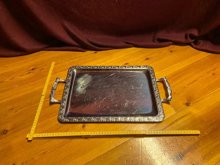 Serveringsfat chrom med håndtak