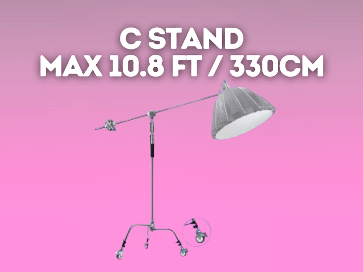 C stand metal chrome with bag wheel max 330cm, 106cm holding arm strong