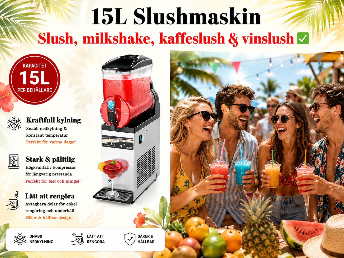 🍧✨ 15l slushmaskin – perfekt för fest, bröllop, student & event