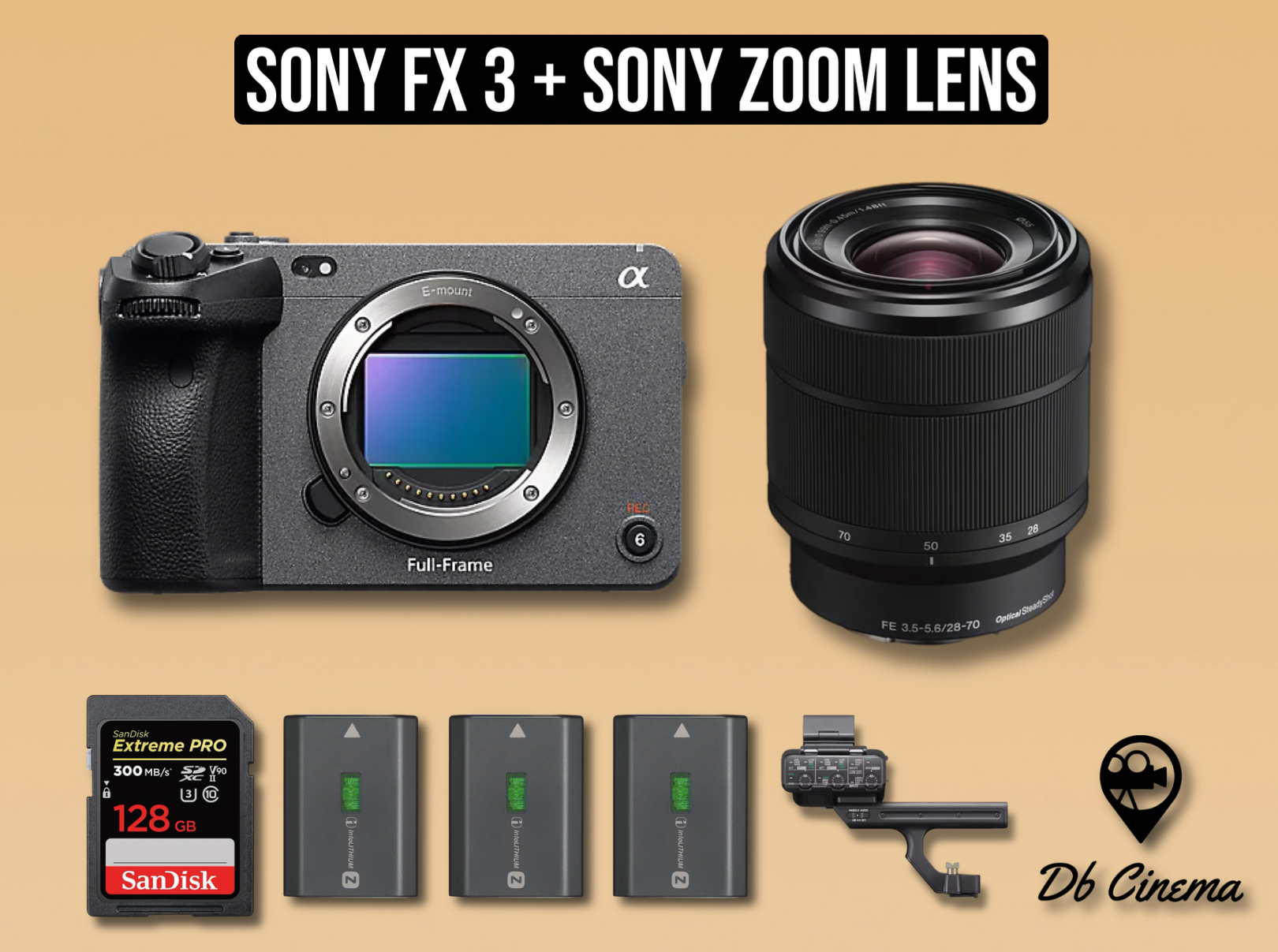 Sony fx3 digital cinema camera 4k mirrorless full frame fx 3 + sony 28-70mm zoom lens sony fx 3 mirrorless  camera cinema full frame 4k  fx3 + sony 28-70mm zoom lens  (same sensor as a7siii a7s iii ) 
