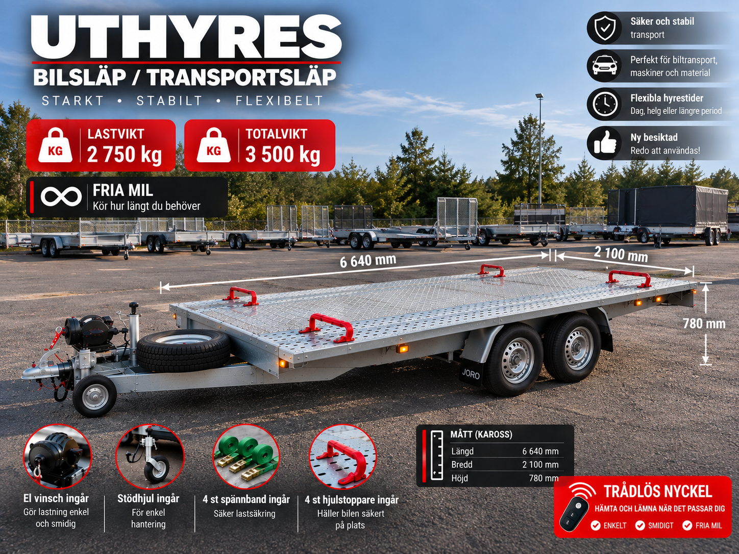 3500 kg/ biltransport/maskin släp/ 2750 kg lastvikt