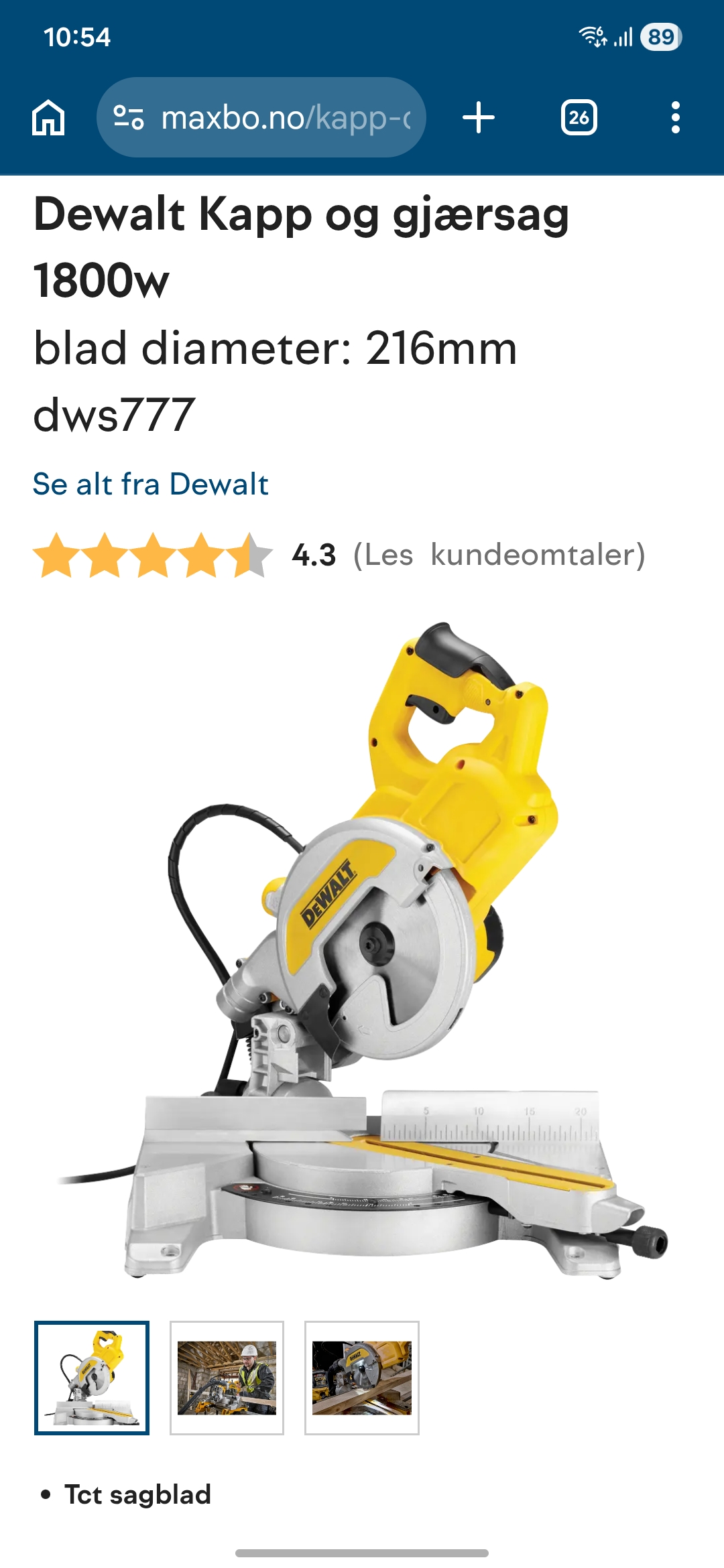 Dewalt kapp- og gjærsag med stativ