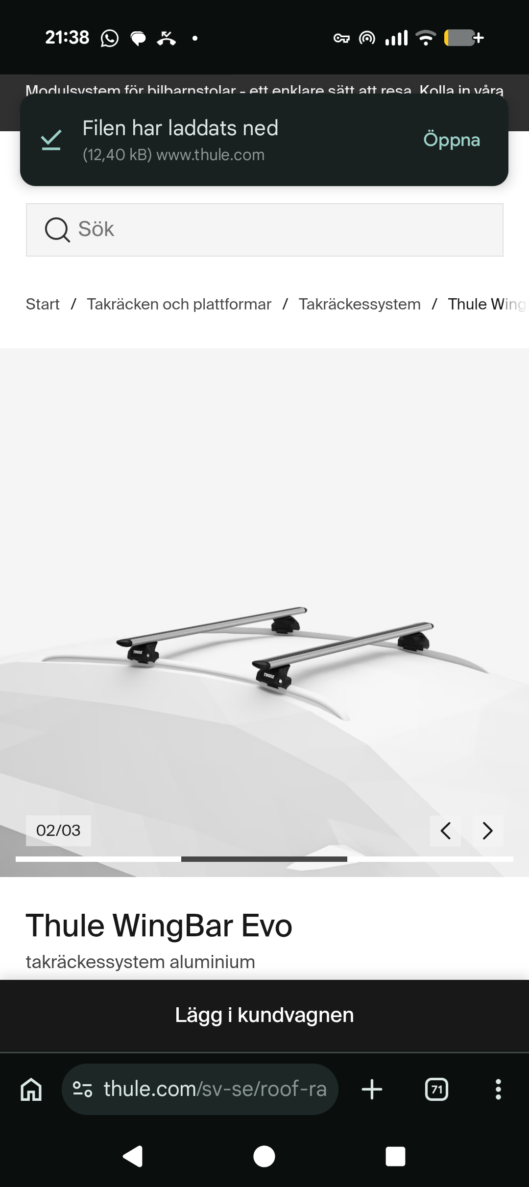 Thule takräcke volvo xc60 årsmodell 08-17