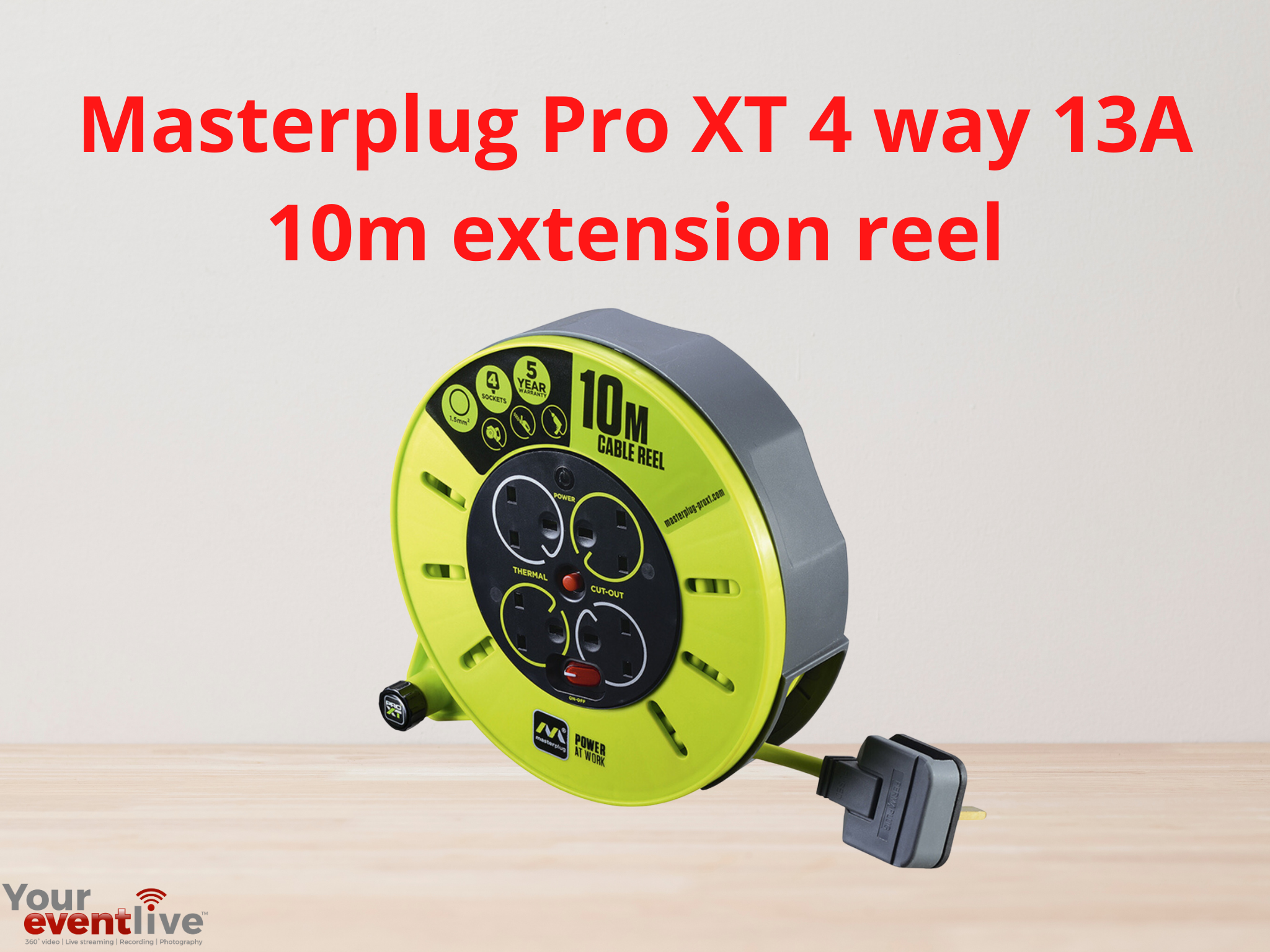 4 way 13a 10m extension reel