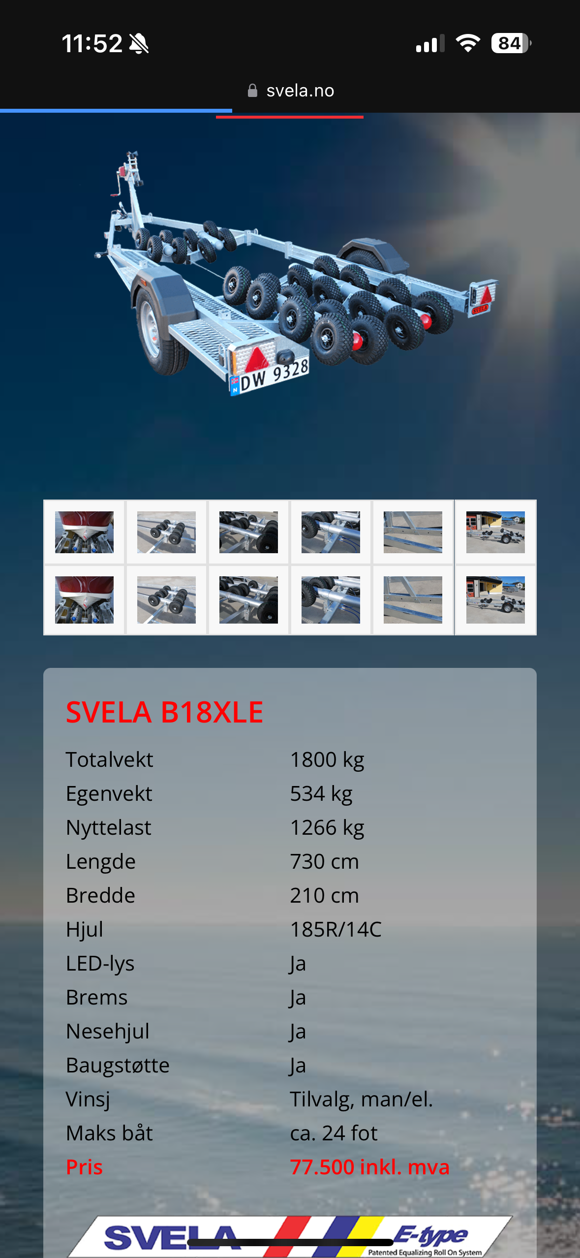 Svela båthenger b18xle