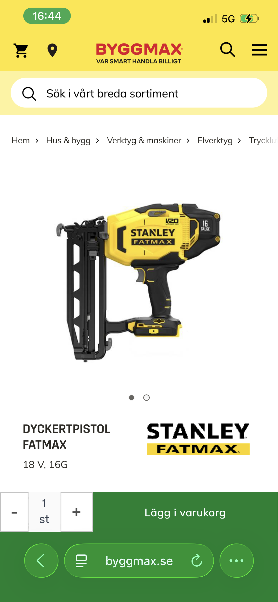 Dyckertpistol med batteri och laddare