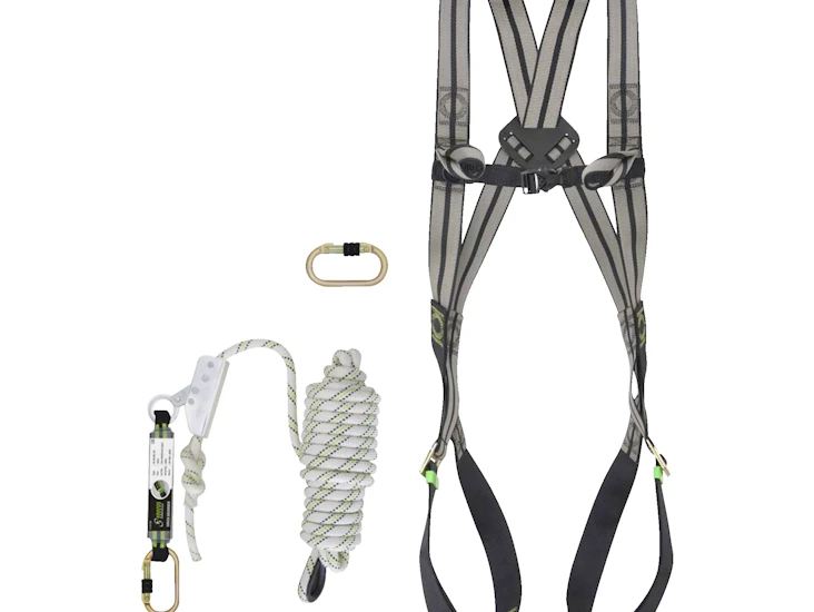 Fallskyddspaket inkl säkerhetssele, 10m lina, kabinhake.
