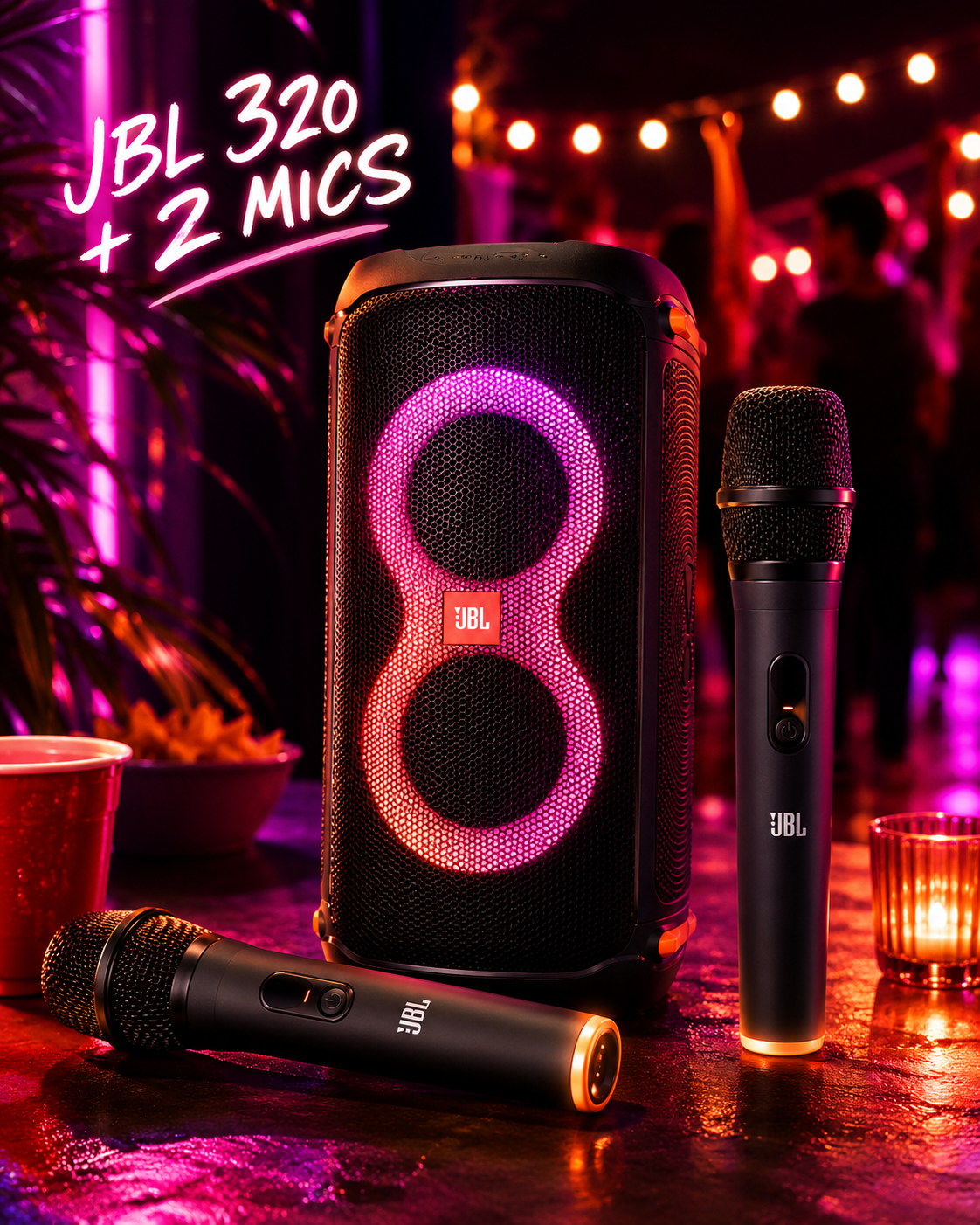 Jbl partybox stage 320 + 2 trådlösa mikrofoner 