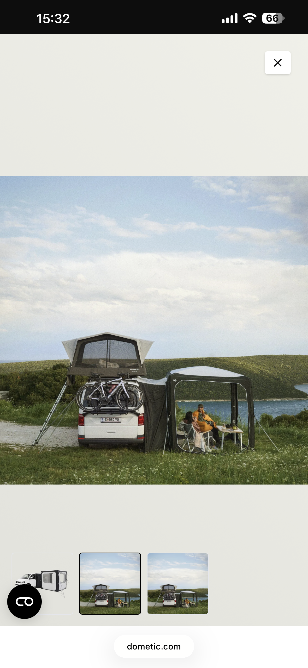 Komplett campingpaket: taktält + förtält + kylbox + batteri