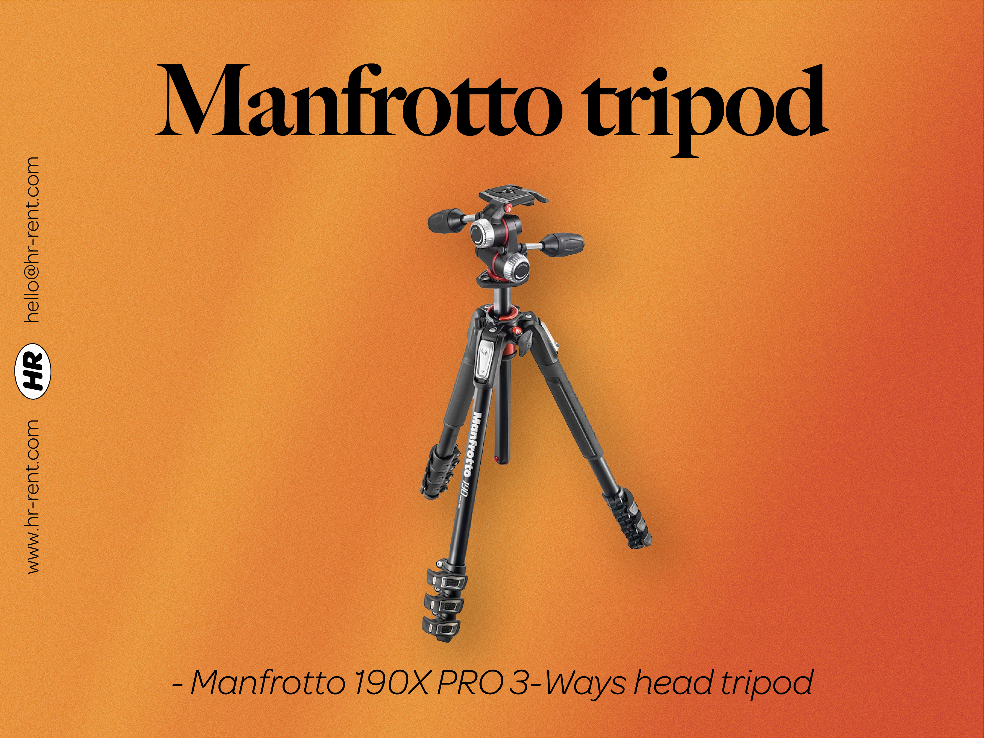 Manfrotto 190x pro 3-ways head tripod (birds eye view tripod, 90° centre column tripod)