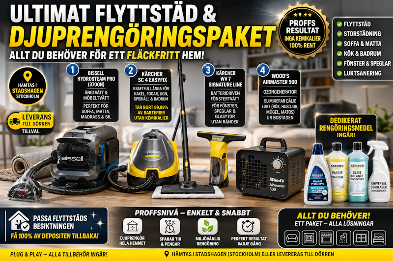 Ultimat flyttstäd- & djuprengöringspaket – ångtvätt, möbeltvätt, ozon