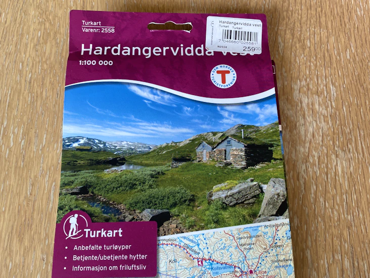Kart over hardangervidda vest