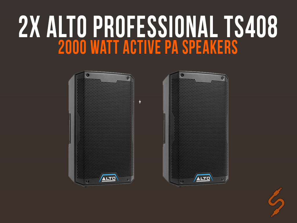 2x alto ts408 2000 watt active pa speakers