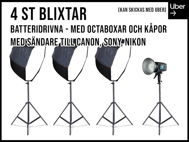4 st batteridrivna studioblixtar