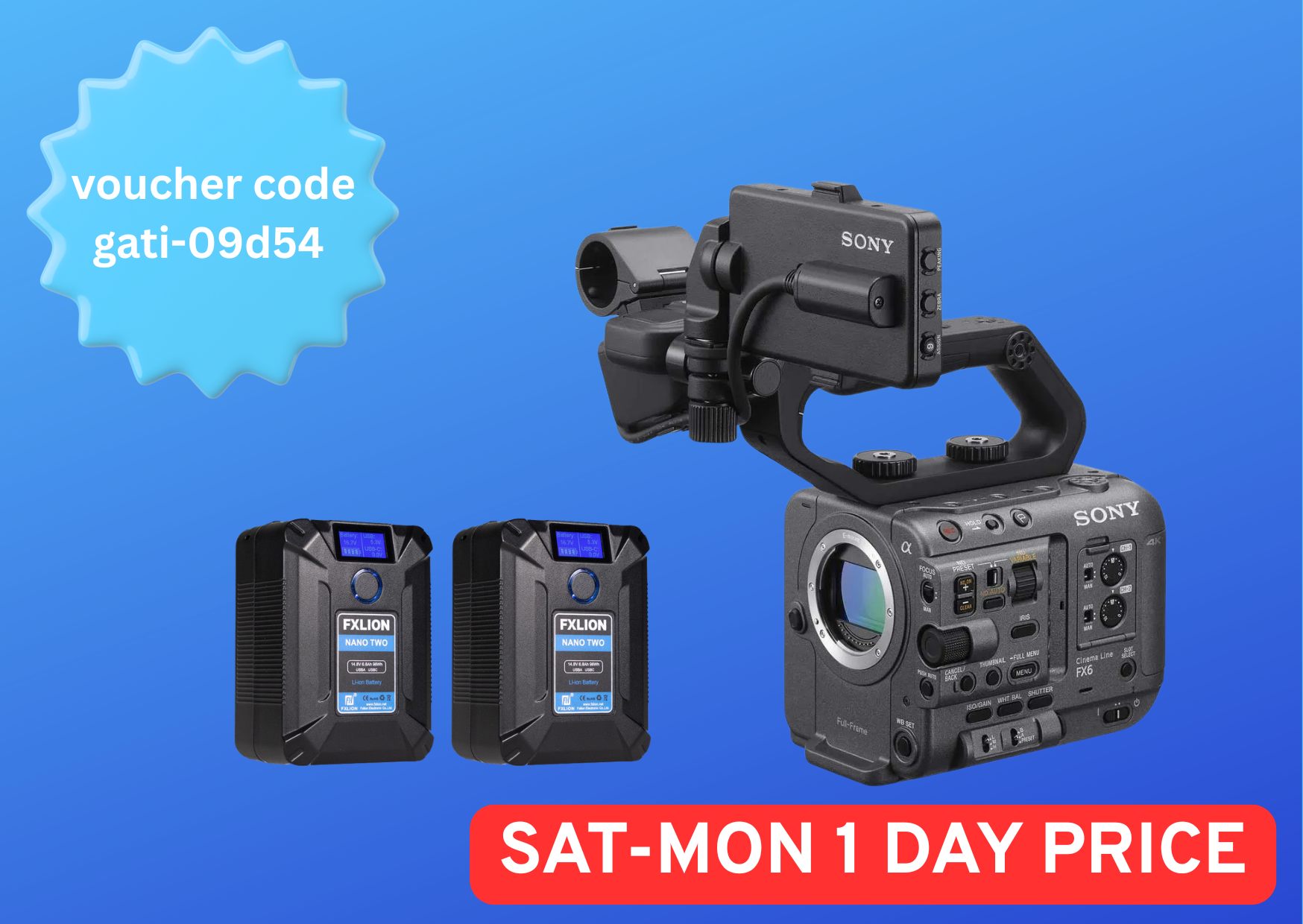 Sony fx6 full-frame cinema camera (body only) + 2x v lock batteries v moun