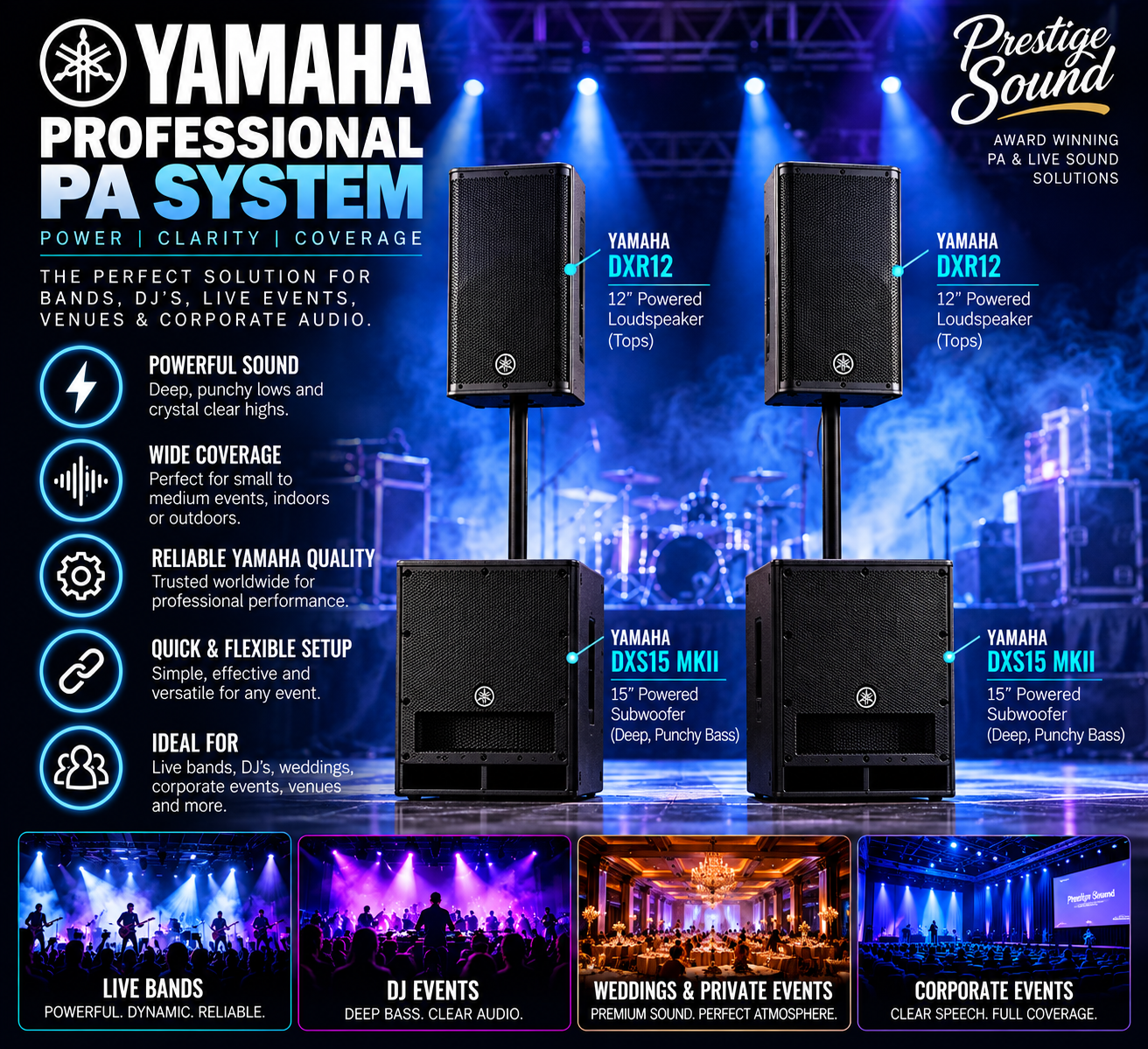 Yamaha dxs15 dxr12 pa system