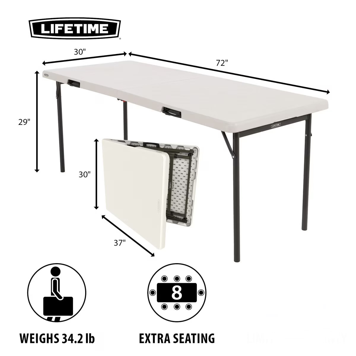 Folding 6ft table white - heavy duty, portable - perfect for events/ parties / shows
