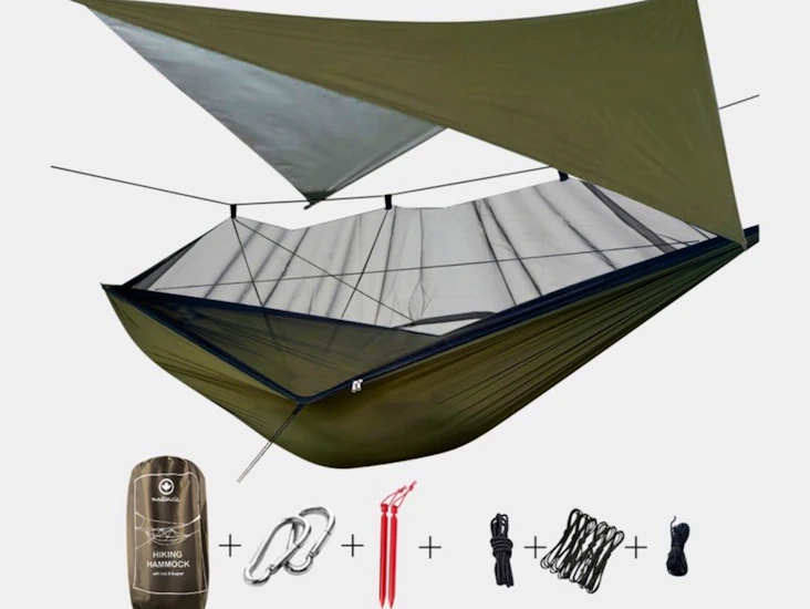 Turhengekøye med overseil og myggnetting nr1