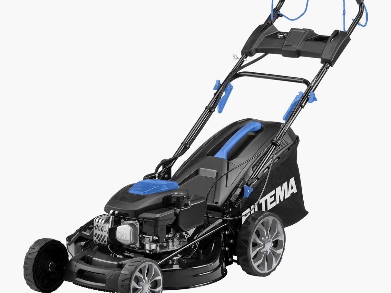 Bensindriven gräsklippare självgående med elstart 