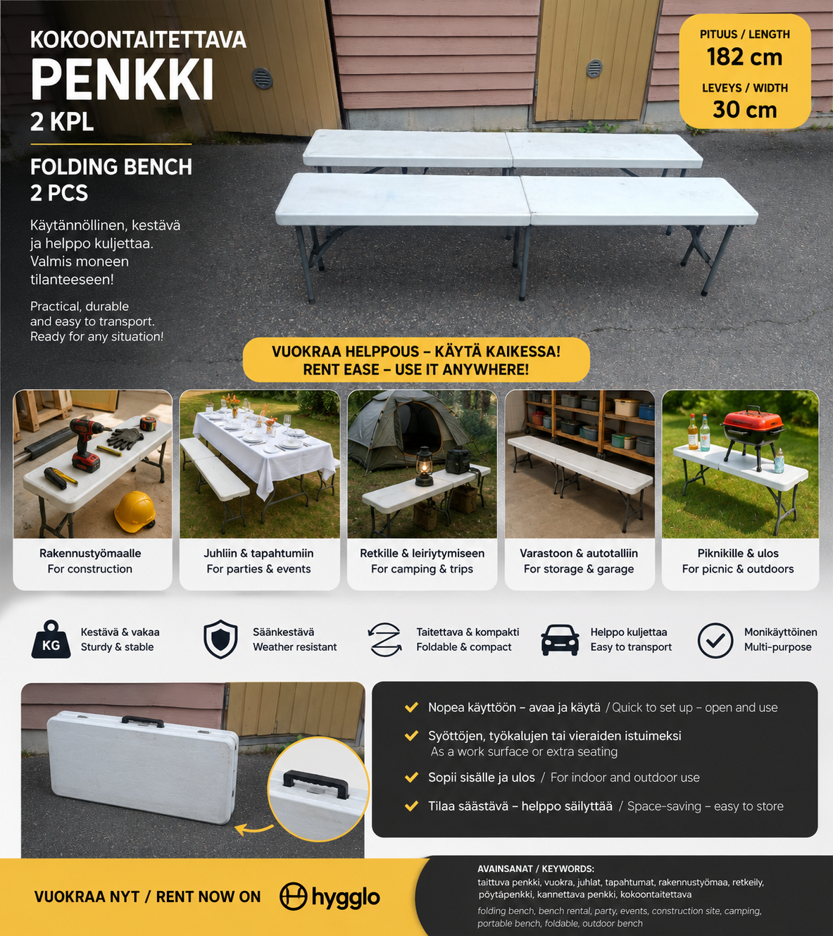 Taitettavat penkit