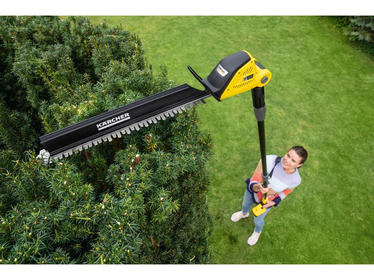Karcher hekksaks med teleskopstang til leie med batteri.