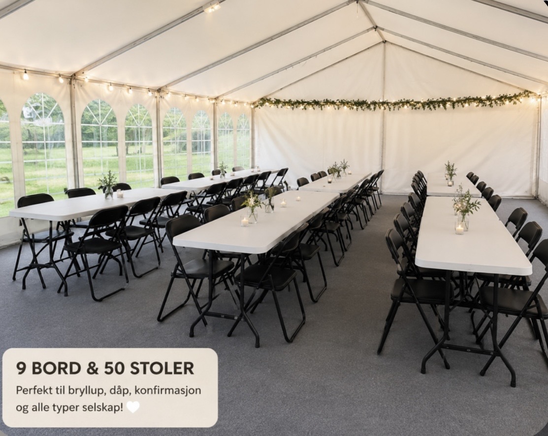 🎉 leie av bord og stoler – perfekt til bryllup, dåp, konfirmasjon og selskap!