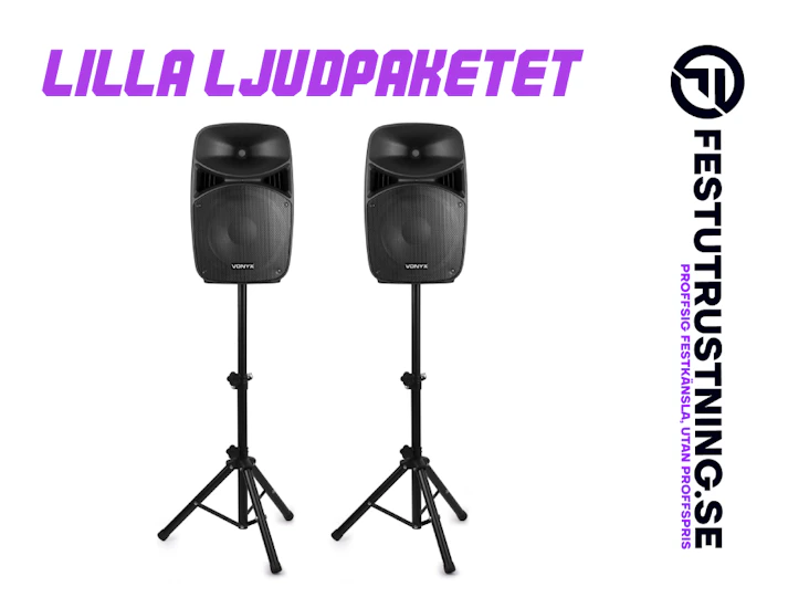 2x 12” aktiva högtalare med stativ