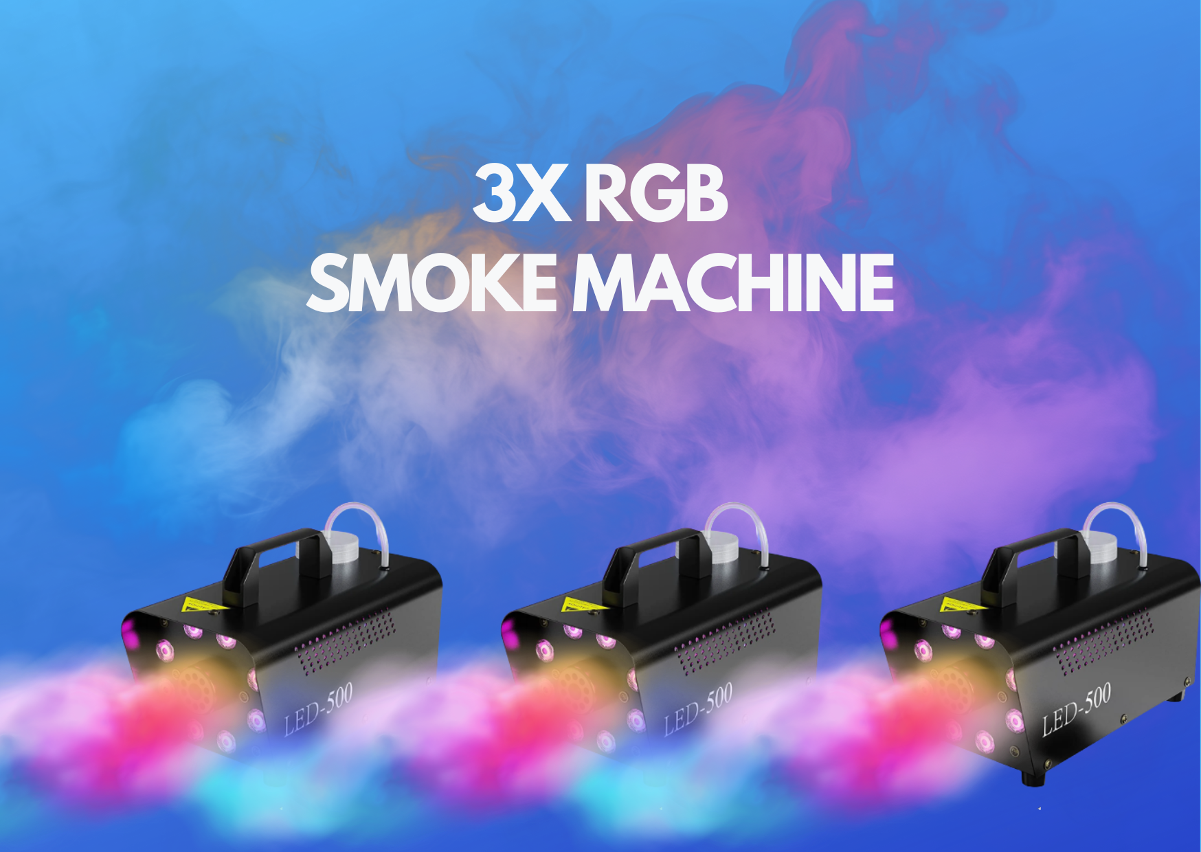 3x rgb fog smoke machine - for parties events kids parties