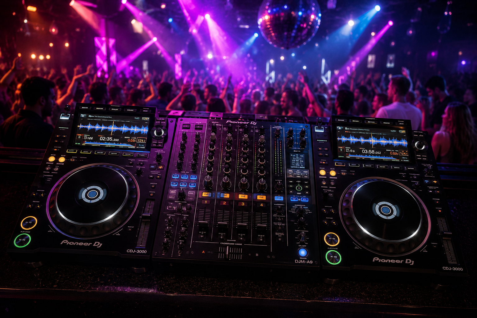Cdj 3000 x 2, cdj-3000 & djm-a9 set dj kit equipment party audio
