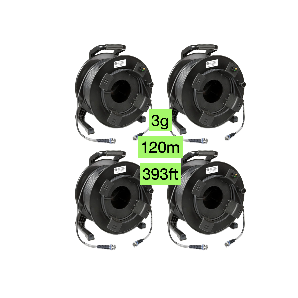 4x 100m 393ft 3g sdi cable drum reel 1080 @ 60p bnc (4x available)