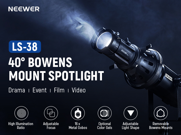 Neewer ls-38 spotlight snoot with 40° projection lens