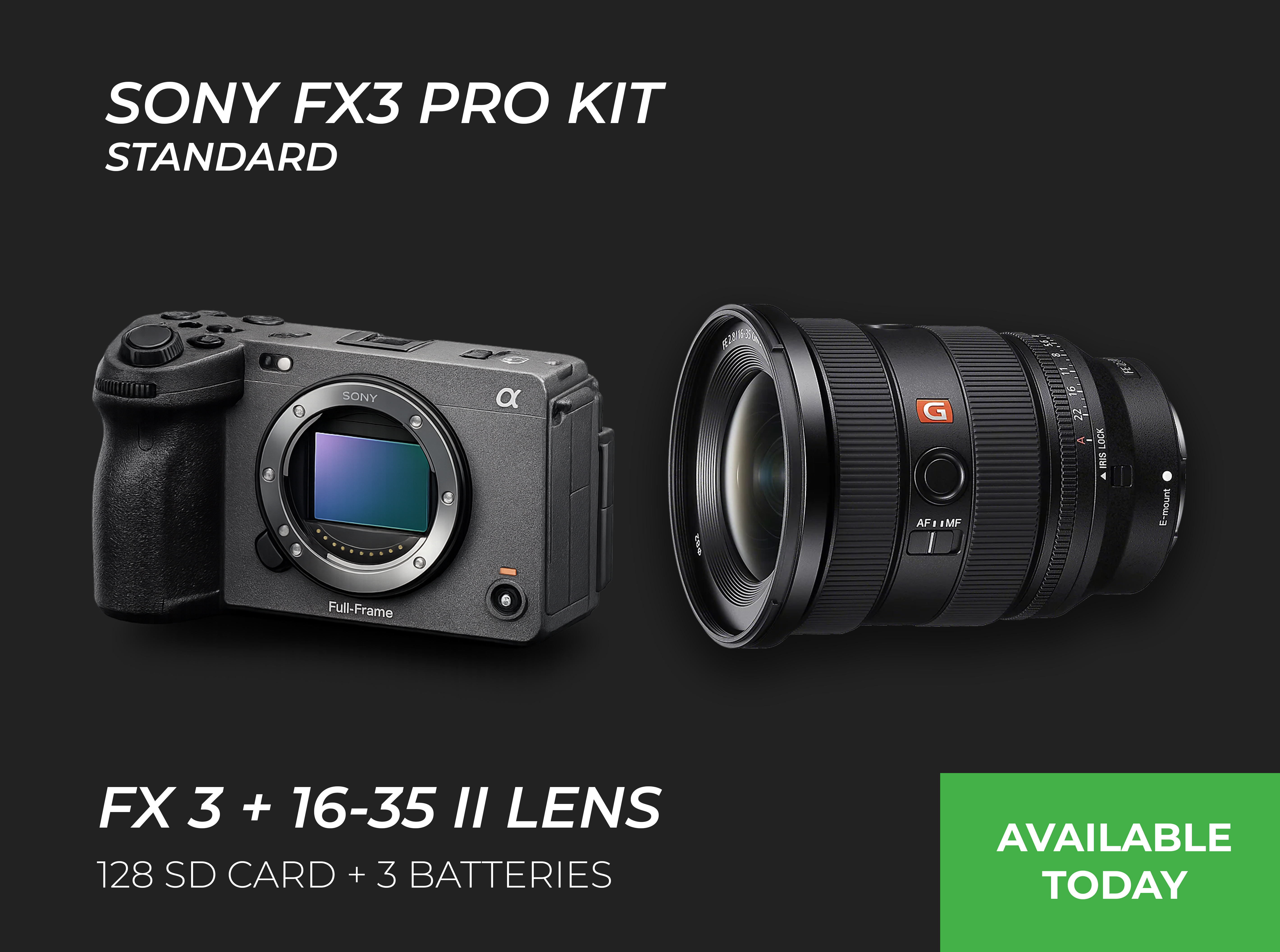 Sony fx3 + sony 16-35mm 2.8 lens package - mirrorless cinema camera